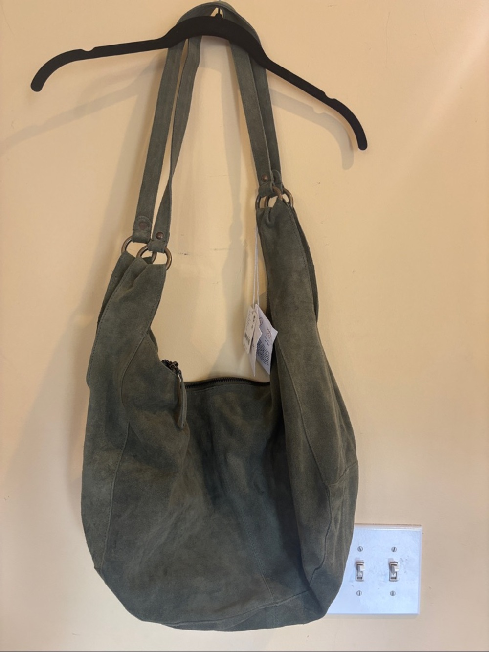 Free People Olive Suede Hobo Shoulder Bag
